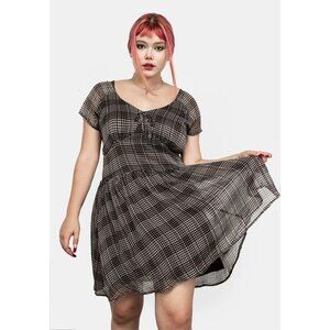 DISTURBIA Darling sheer check mini dress